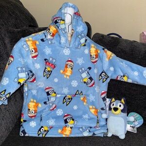 Bluey Kids Fleece Hoodie -& 7” bluey hugmee plush